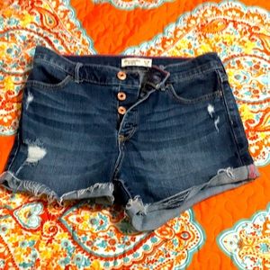 Abercrombie kids blue Jean distressed shorts